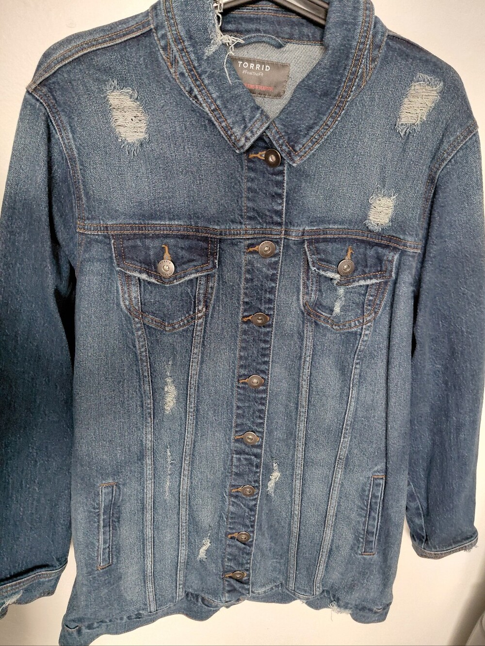 Torrid Long Distressed Denim Jacket